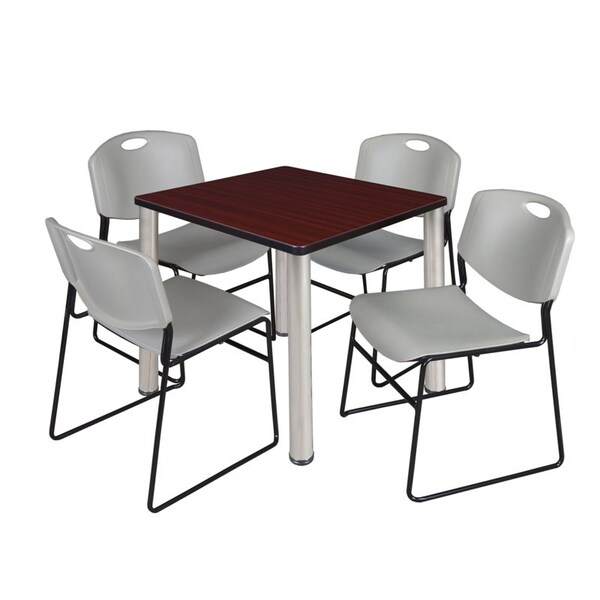 Kee Kee Square Table & Chair Set, Wood, Metal, Polypropylene Top TB3030MHBPCM44GY - main